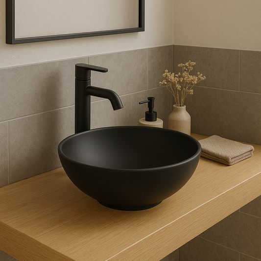 Matte Black Oval Above-Counter Ceramic Basin