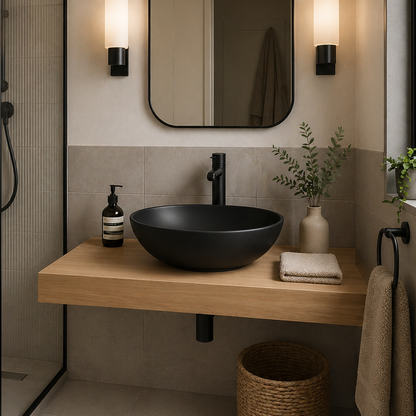 Matte Black Round Ceramic Basin