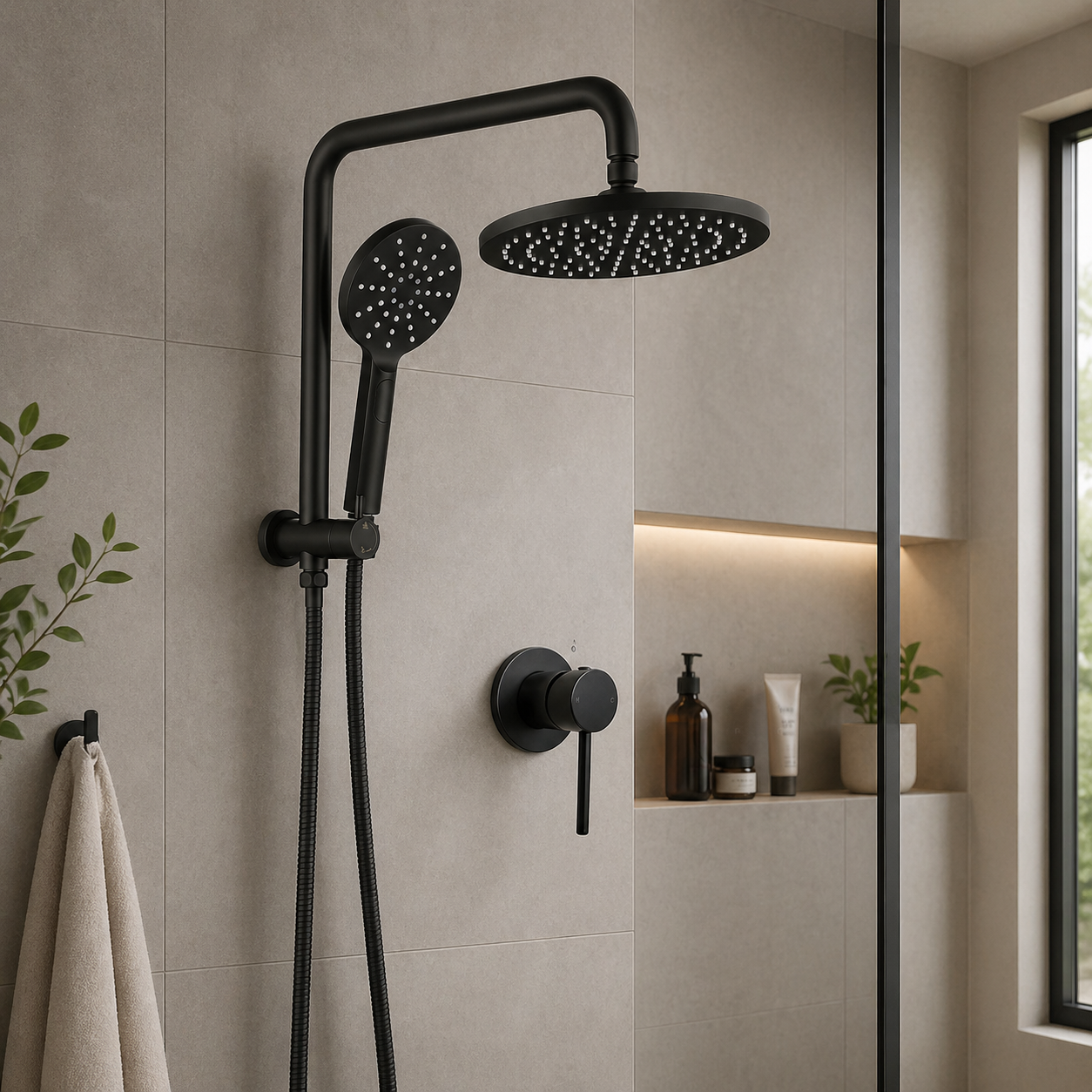 9" Round Shower Head with Mixer