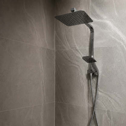12” Chrome Twin Rain Shower Set with 3-Mode Handheld Rail