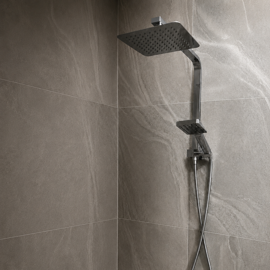12” Chrome Twin Rain Shower Set with 3-Mode Handheld Rail