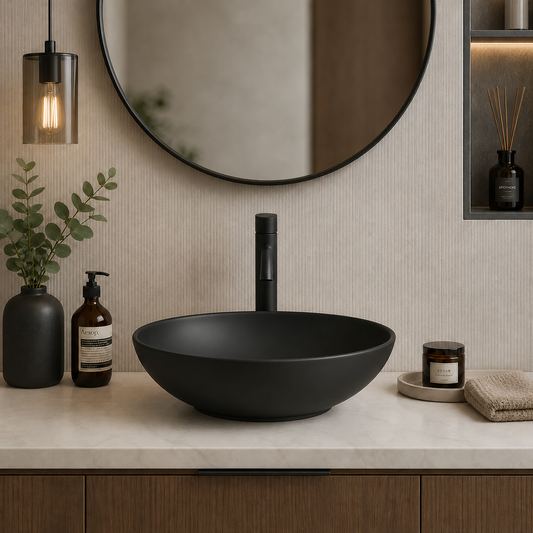 Matte Black Oval Ceramic Basin
