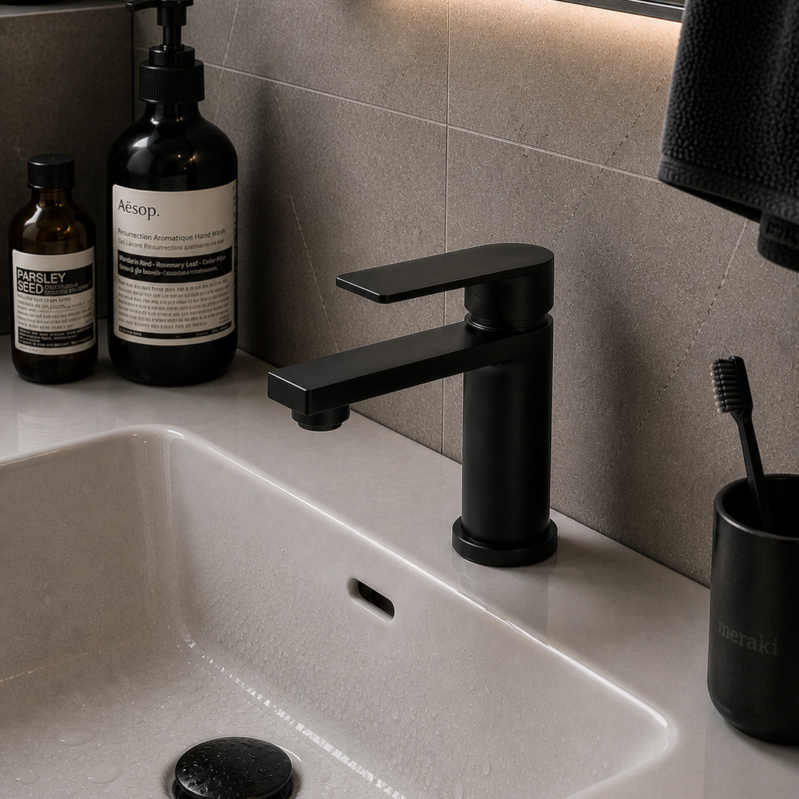 Round Matte Black Single Mixer Tap