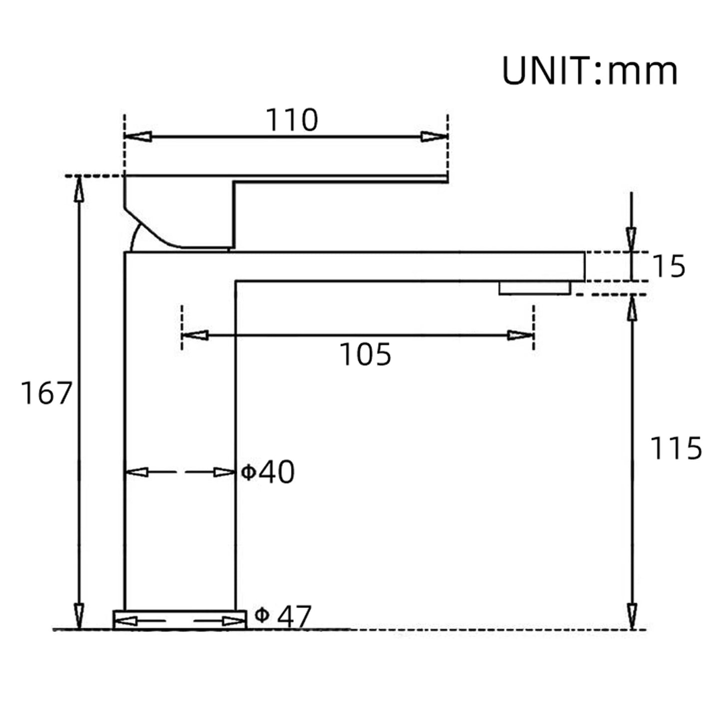 Square Matte Black Single Lever Bathroom Faucet