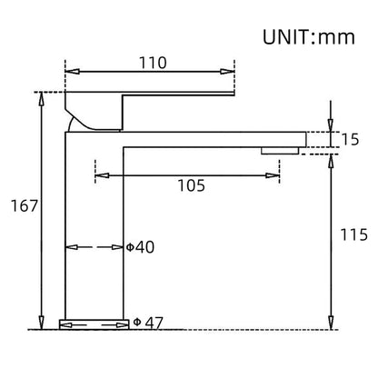 Square Matte Black Single Lever Bathroom Faucet